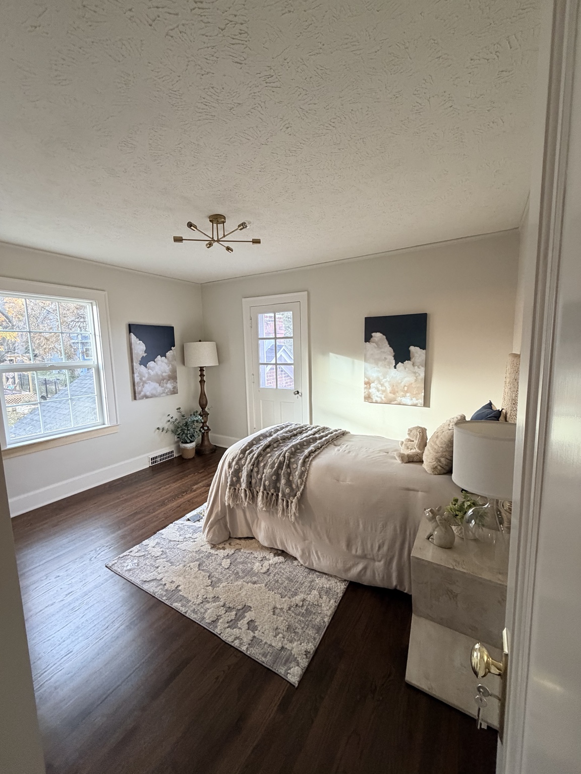 Finished bedroom with light neutral walls